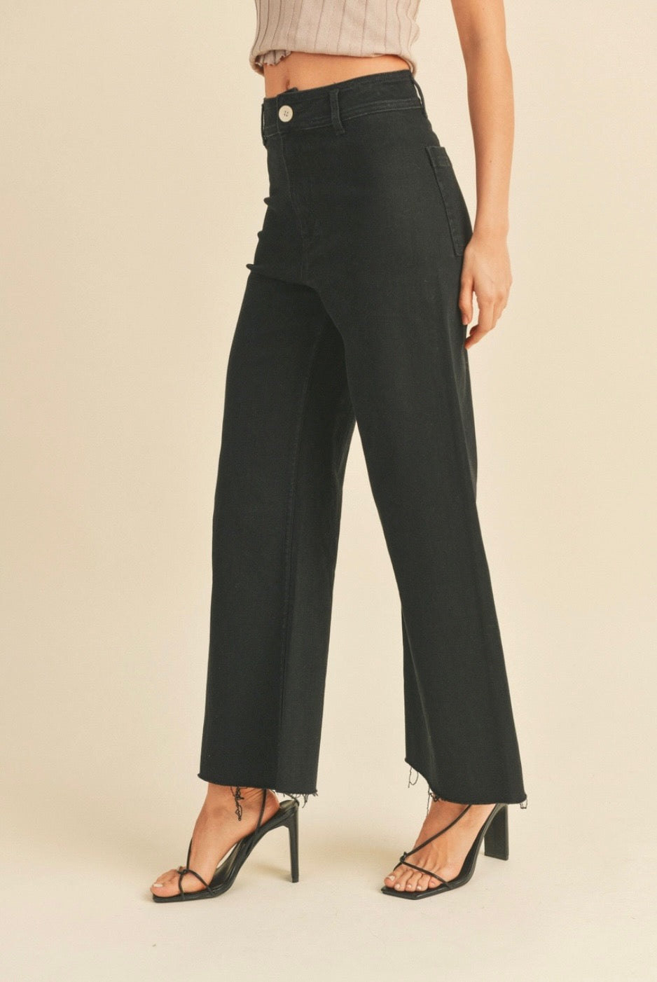 Miou Muse Black Crop Flare Pants