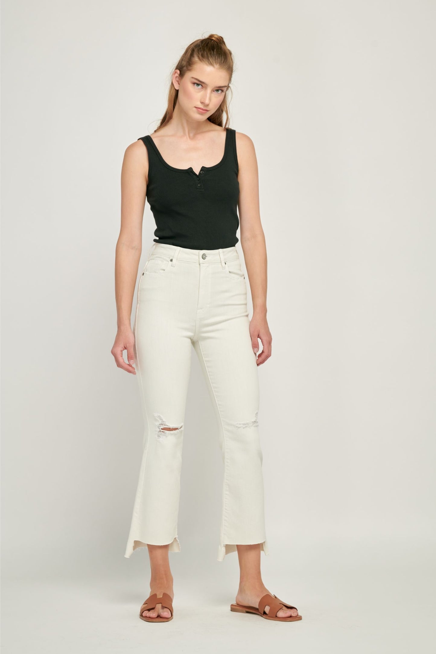 Hidden Happi Sea Salt High Rise Crop Flare With Step Hem