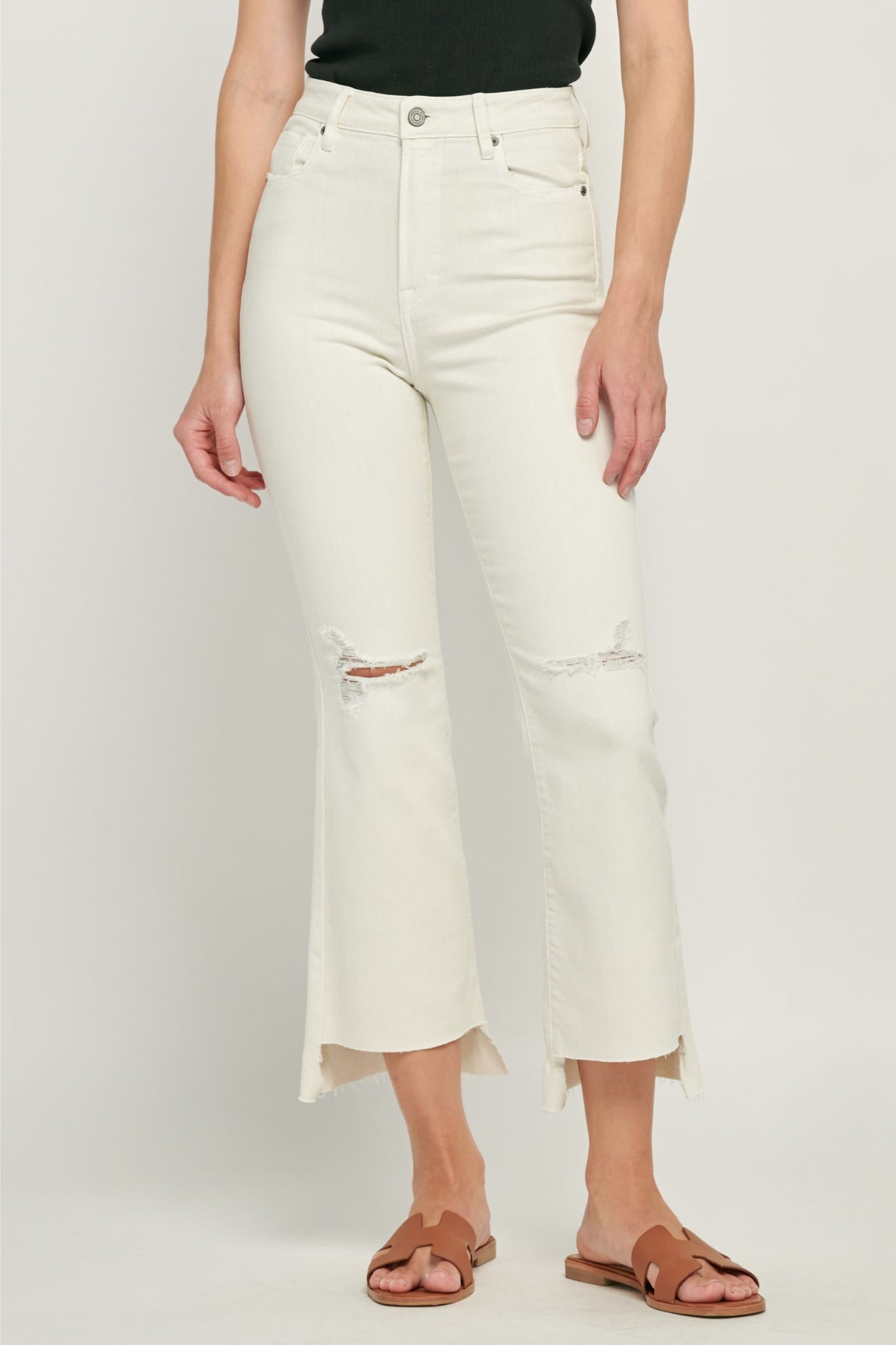 Hidden Happi Sea Salt High Rise Crop Flare With Step Hem