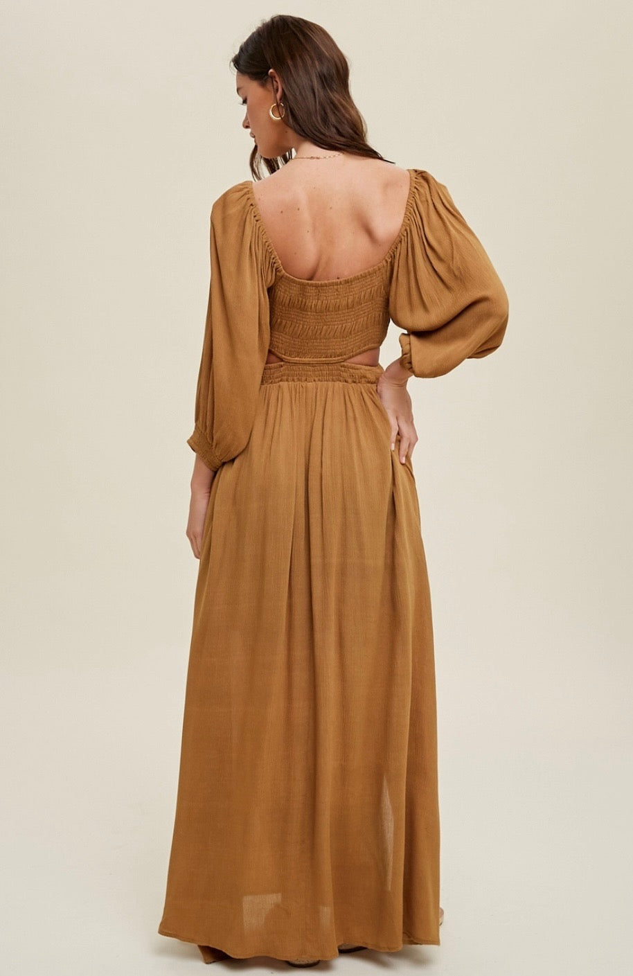 Wishlist Puff Sleeve Maxi Dress with Cutout Detail