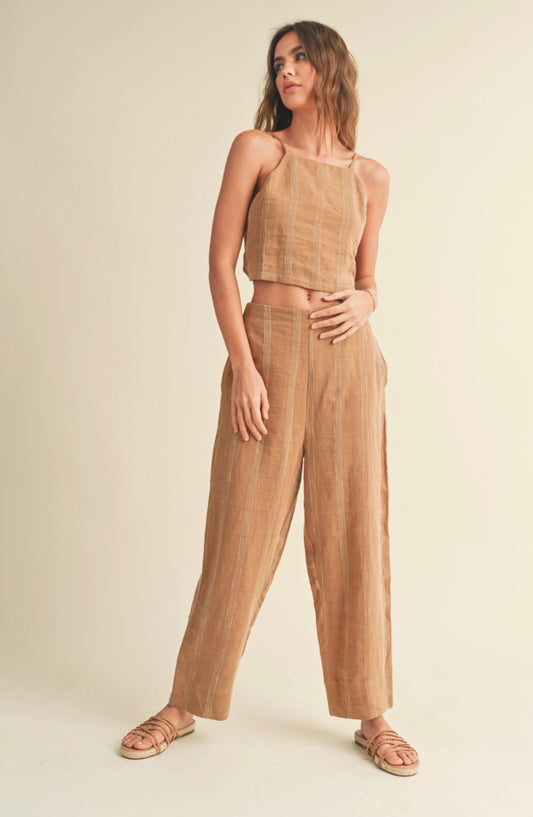 Miou Muse Textured Side Button Down Pants