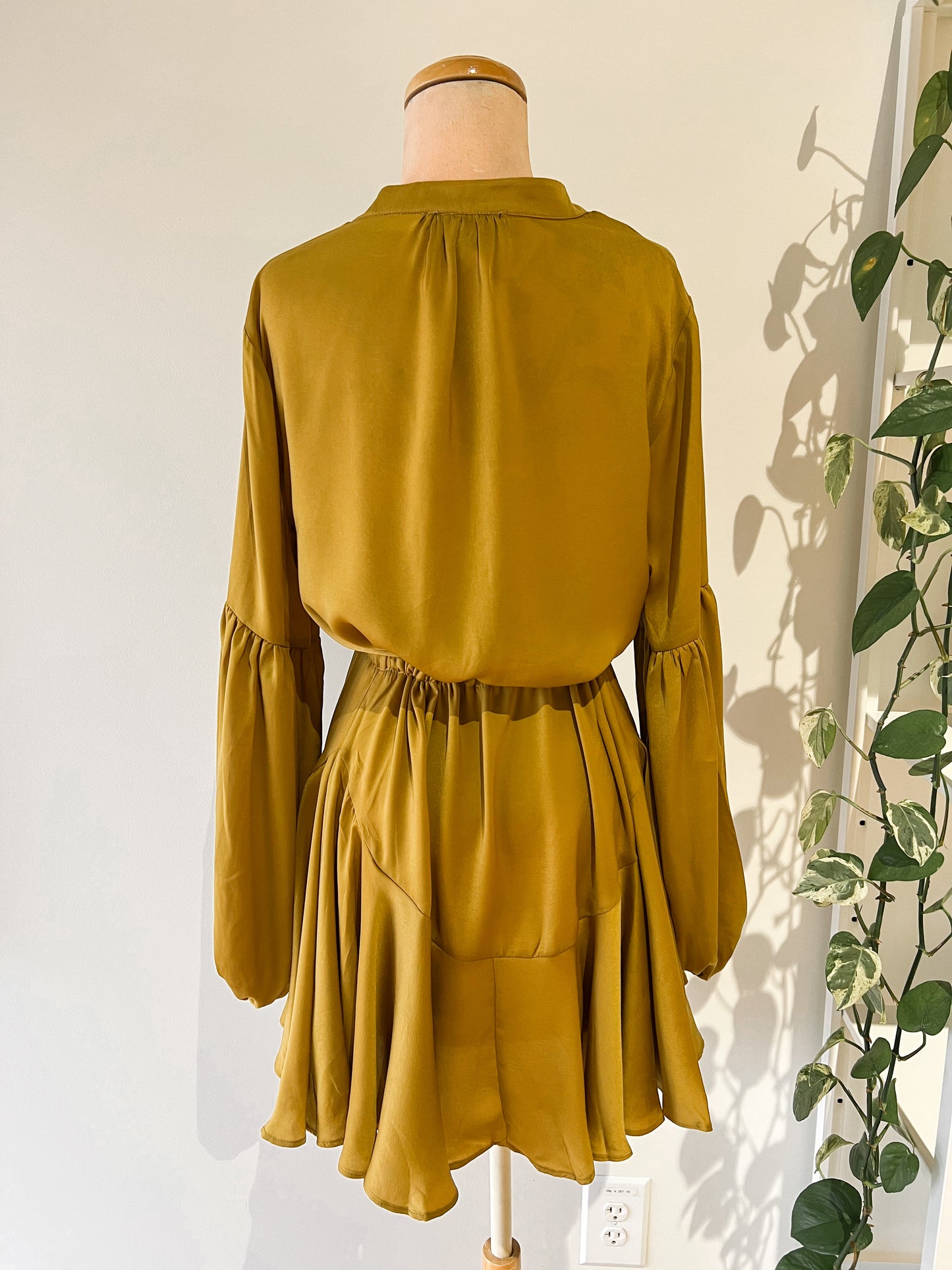 Aakaa Golden Mustard Long Sleeve Mini Dress