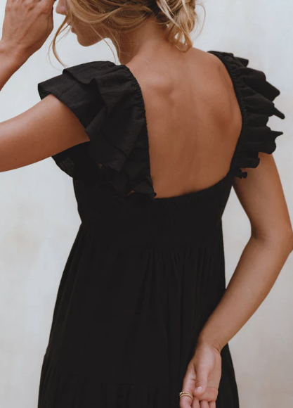 Bali ELF - Nymph Bohemian Linen Maxi Dress- Black