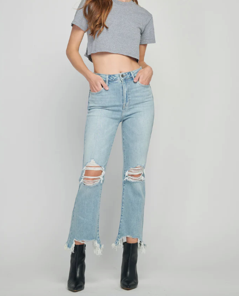 Hidden Happi Distressed Cropped Flare Jean