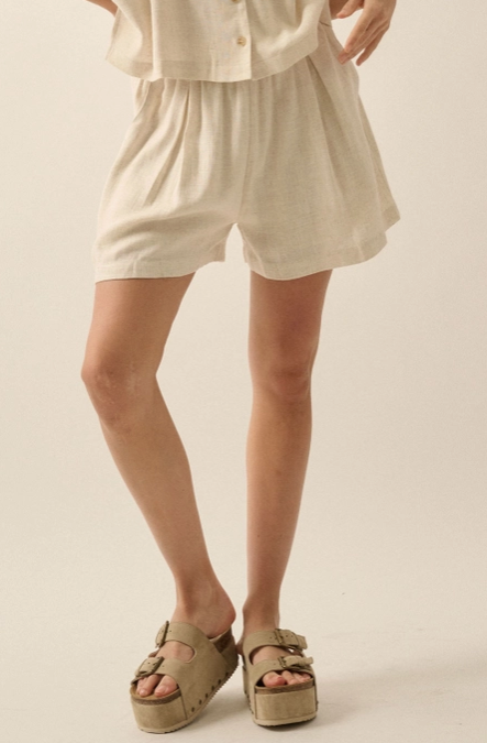 Promesa Pleated Front Wide Leg Woven Shorts