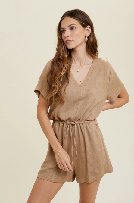 Wishlist Linen Mocha Romper