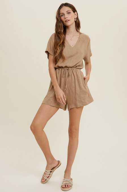 Wishlist Linen Mocha Romper