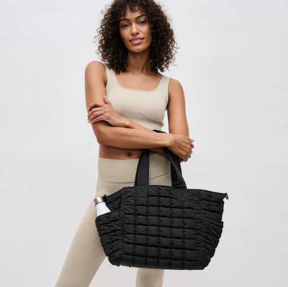 Sol and Selene Quilted Nylon Tote in Black