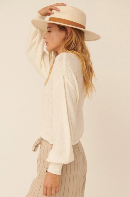 Promesa Solid Textured Knit Loose-Fit Sweater